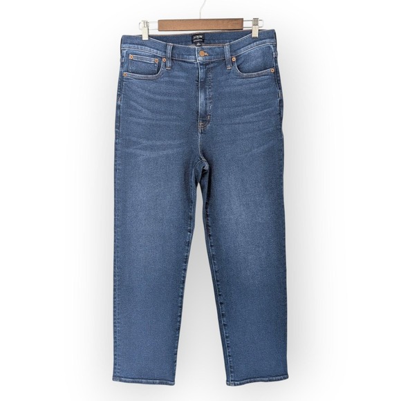 J Crew Stovepipe Jeans Womens 31 Blue High Rise Straight Leg Stretch Denim Pants - Picture 1 of 8